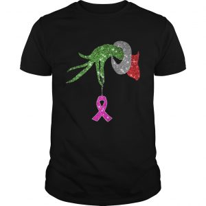 Grinch hand holdings Breast Cancer ornament Guys
