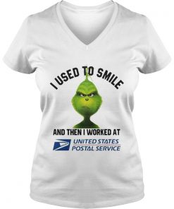 Grinch i used to smile and then i worked at united states Vneck