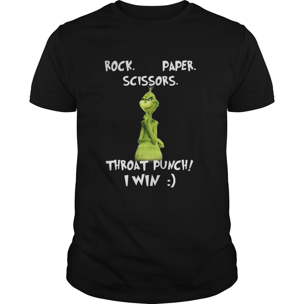 Grinch rock paper scissors throat punch I win Christmas shirt