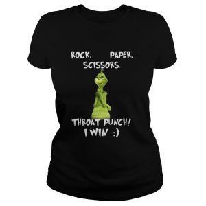 Grinch rock paper scissors throat punch I win Christmas Ladies Tee