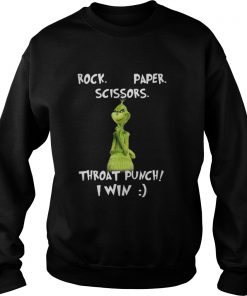 Grinch rock paper scissors throat punch I win Christmas Sweatshirt
