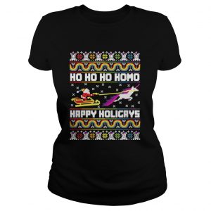 Ho Ho Ho Homo Happy Holigays Santa LGBT Ladies Tee