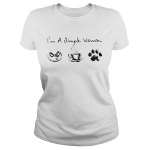 I’m a simple woman I like Jack skellington coffee and paw dog Ladies Tee