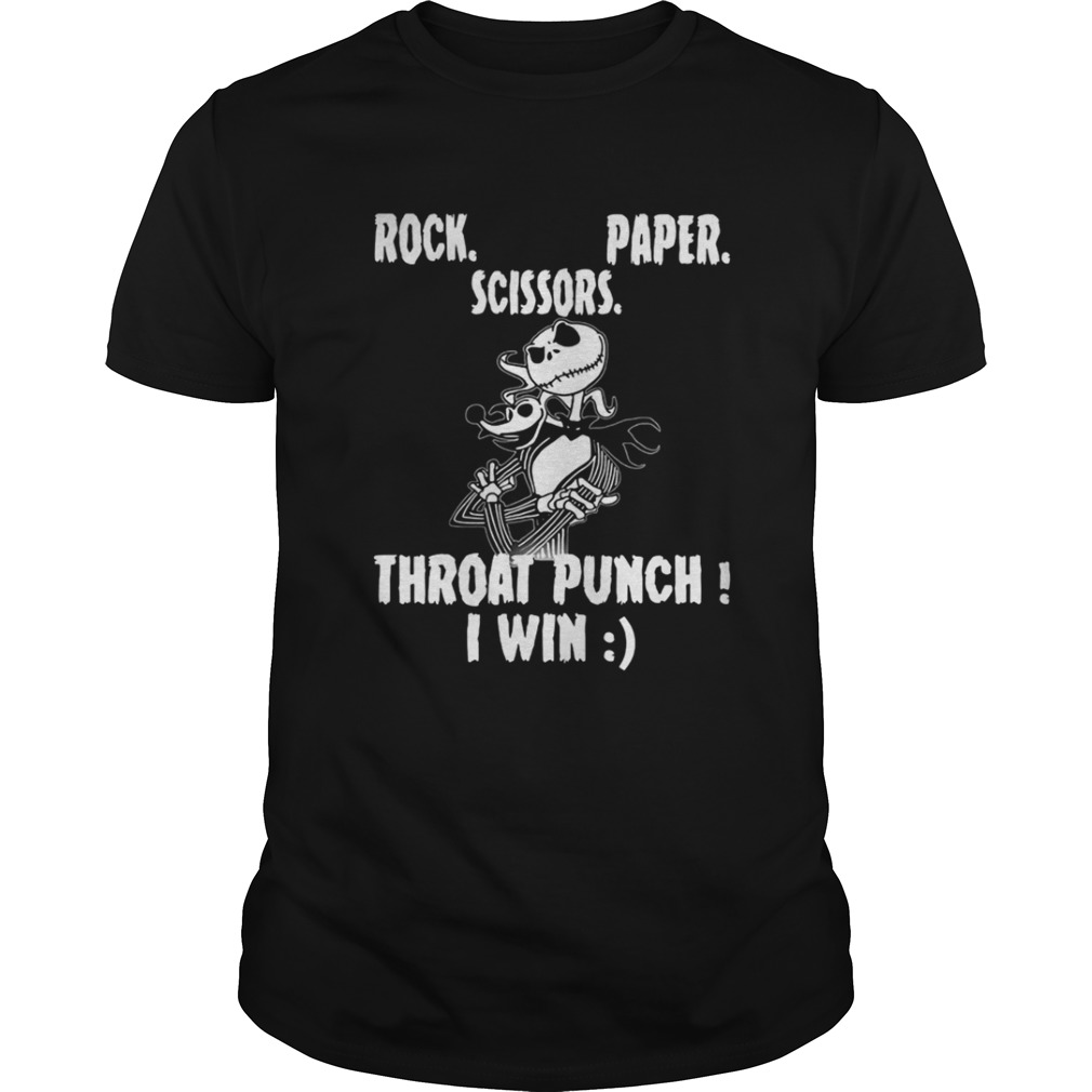 Jack Skellington and Zero rock paper scissors throat punch I win Christmas shirt