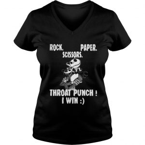 Jack Skellington and Zero rock paper scissors throat punch I win Christmas Vneck