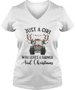  Just A Girl Who Loves A Farmer And Christmas Vneck