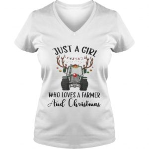  Just A Girl Who Loves A Farmer And Christmas Vneck