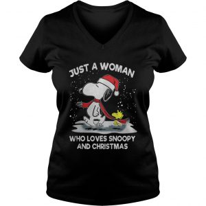 Just A Woman Who Loves Snoopy And Christmas ladies v-neck