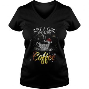 Just a girl who loves coffee santa glitter Vneck