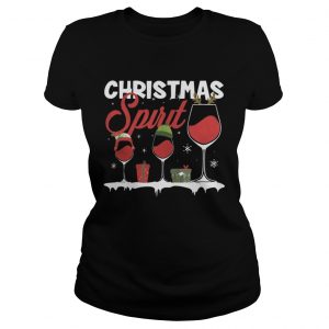 Mens Christmas Spirits Wine Ladies Tee