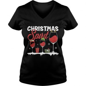 Mens Christmas Spirits Wine Vneck