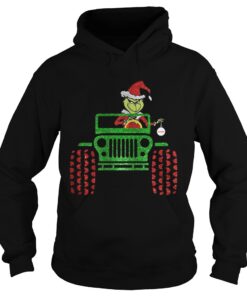 Merry Christmas Grinch driving jeep Hoodie