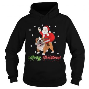 Merry Christmas Santa Claus Riding Bulldog Hoodie