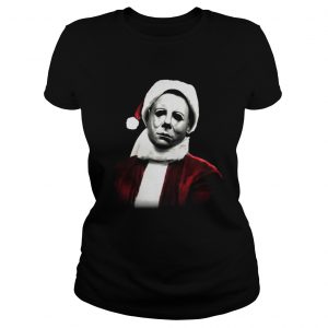 Michael Myers Santa Hat Christmas Ladies Tee