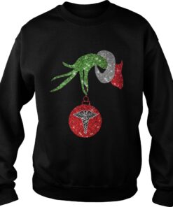 Nurse Grinch hand holding medical ornament Sweatshirt