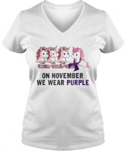 Pancreatic cancer unicorn on november we wear purple Vneck