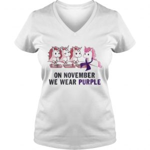 Pancreatic cancer unicorn on november we wear purple Vneck