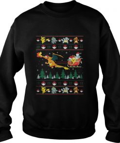 Pokemon and Dinosaur Santa Hat christmas Sweatshirt