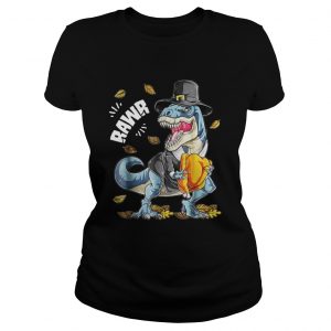 Rawr Dinosaur T rex Pilgrim Turkey Ladies Tee