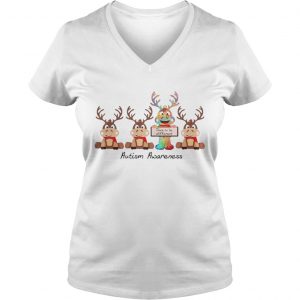 Reindeer dare to be different autism awareness Vneck