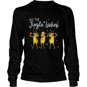 Reindeer drink wine all Jingle ladies Christmas Longsleeve Tee