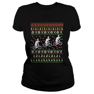 Reindeers Riding Bicycles Christmas Ladies Tee