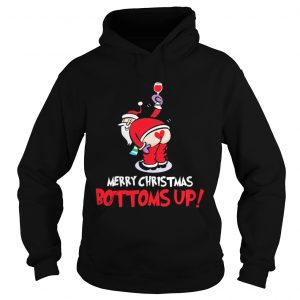 Santa Claus wine merry Christmas bottoms up Hoodie