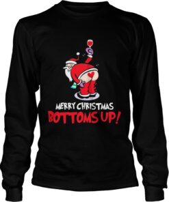 Santa Claus wine merry Christmas bottoms up Longsleeve Tee