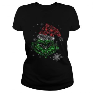 Santa Grinch diamond face Christmas Ladies Tee
