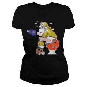 Santa Pittsburgh Steelerse sit on everything and every team Ladies Tee
