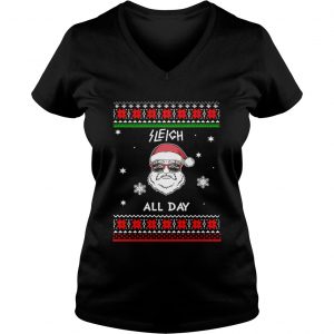 Santa Sleigh All Day Christmas Vneck