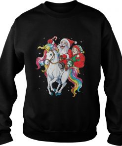 Santa and Elf riding Unicorn christmas Sweatshirt