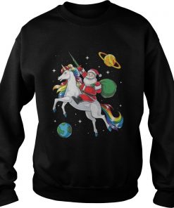 Santa riding Unicorn in space Christmas Sweatshirt
