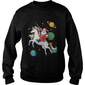Santa riding Unicorn in space Christmas Sweatshirt