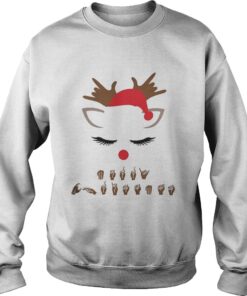 Sign language Deaf merry Christmas reindeer Sweatshirt