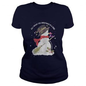 Snowman All I want for Christmas is a cure Ladies Tee