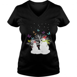 Snowman And Butterfly Vneck