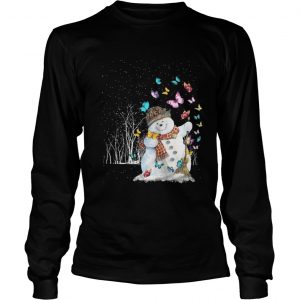 Snowman Winter clean snow Butterfly Longsleeve Tee