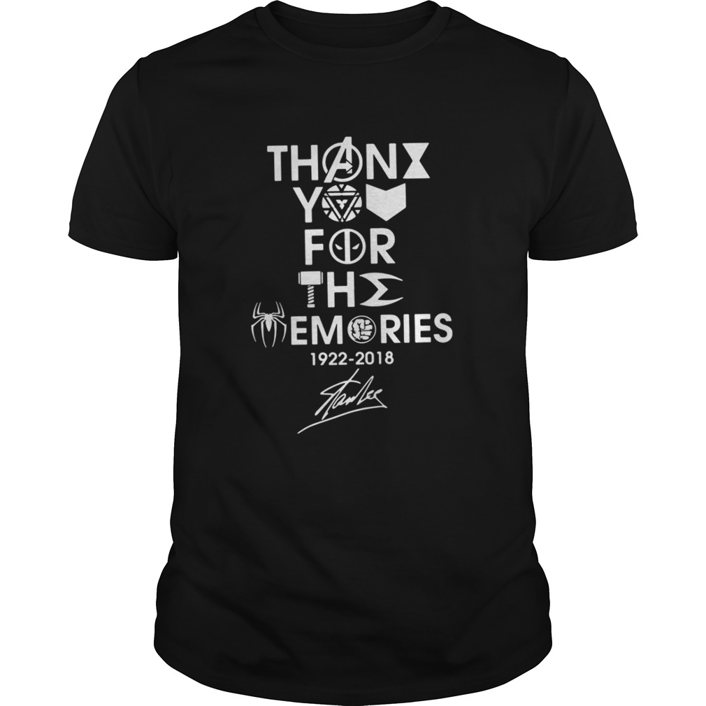 Stan Lee Thank You For The Memories 1922 2018 shirt