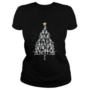 The Dog Husky Christmas Tree Ladies Tee