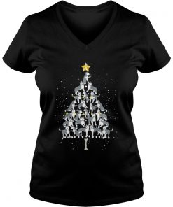 The Dog Husky Christmas Tree Vneck