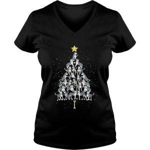 The Dog Husky Christmas Tree Vneck