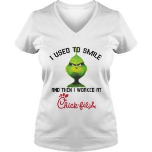 The Grinch I used to smile and then I worked at Chick-fil-A Vneck