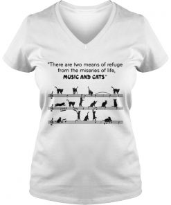 There are two means of refuge from the miseries of life music and cats Vneck