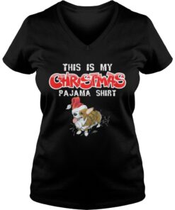 This is My Christmas Pajama Corgi Dogs Santa Vneck