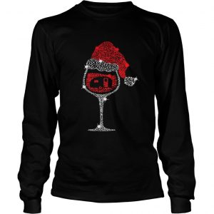 Wine Glass Red Santa Hat Camping Diamond Longsleeve Tee