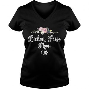 Bichon Frise Dog Mom Floral Vneck