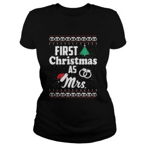 Bump’s First Christmas with santa hat Ladies Tee