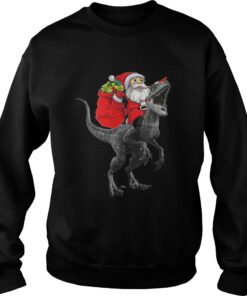Christmas Santa Riding A Velociraptor Blue Sweatshirt - Copy