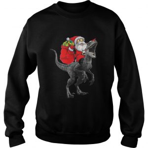 Christmas Santa Riding A Velociraptor Blue Sweatshirt - Copy